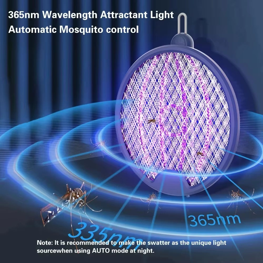 Upgraded 4 in 1 Electric Mosquito Killer Foldable Handheld Bug Zapper USB Rechargeable Fly Swatter with UV Light Trap Insect