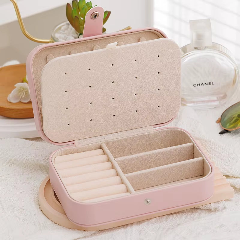 1Pc Portable Jewelry Box Jewelry Organizer Display Travel Jewelry Case Boxes Button Leather Storage Earrings Necklace Display