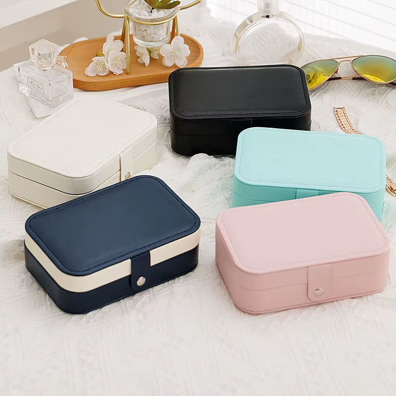 1Pc Portable Jewelry Box Jewelry Organizer Display Travel Jewelry Case Boxes Button Leather Storage Earrings Necklace Display