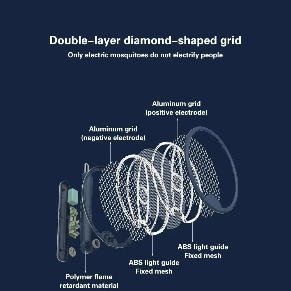 Upgraded 4 in 1 Electric Mosquito Killer Foldable Handheld Bug Zapper USB Rechargeable Fly Swatter with UV Light Trap Insect